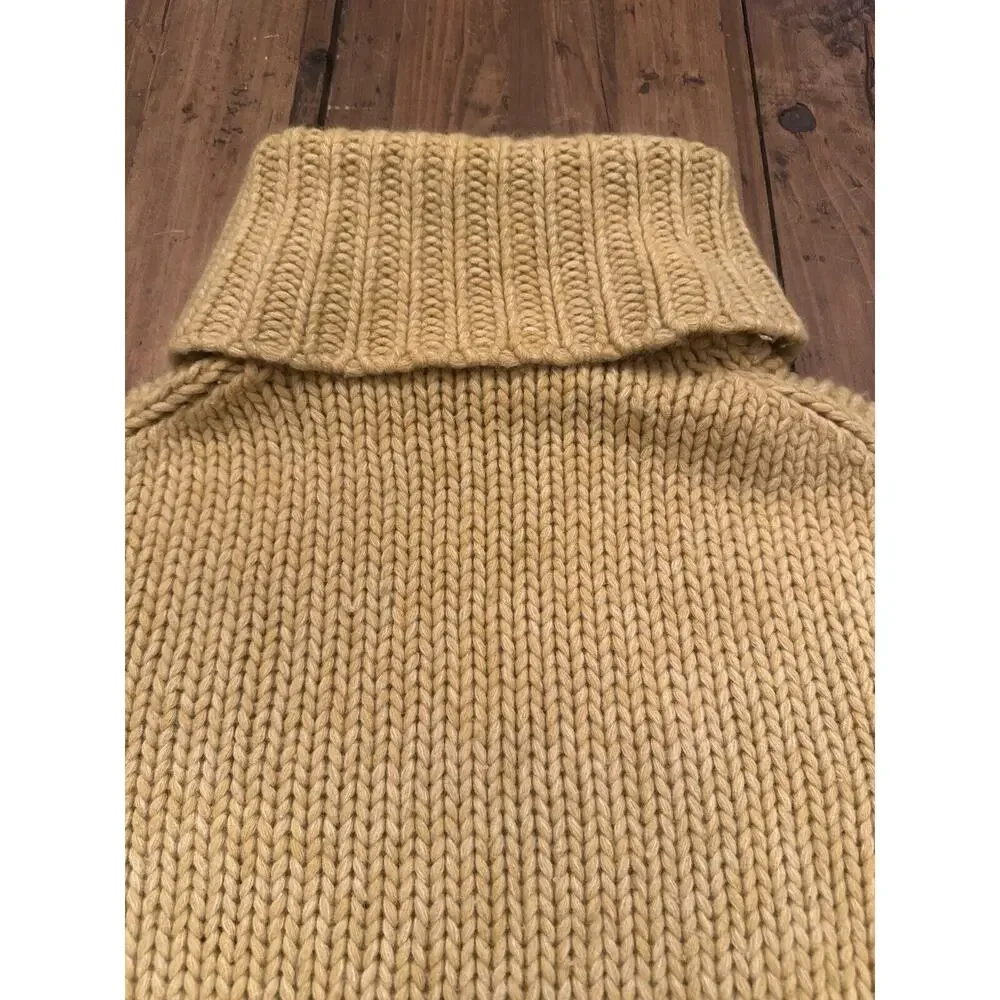 J Crew Women’s Chunky Knit Turtleneck Sweater Yellow Size Medium Oversized